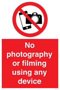 No photography or filming using any device